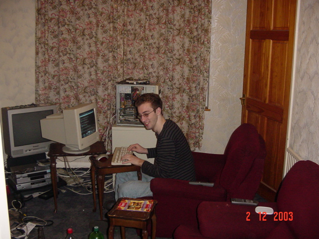 Mike sitting in a silly place