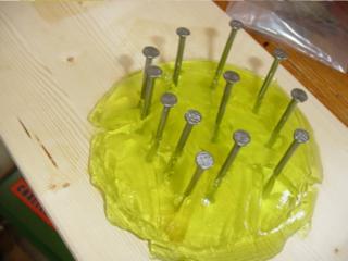 Jelly with twelve nails in it